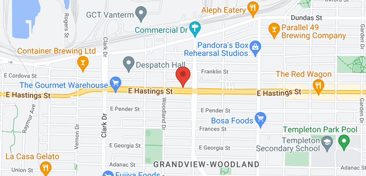 map of 1661 E HASTINGS STREET
